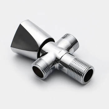 

High Quality Solid Zinc Alloy 1 In 2 Out Valve Wall Mount Bathroom Toilet Faucet Angle Switch Male Thread Stop Valve