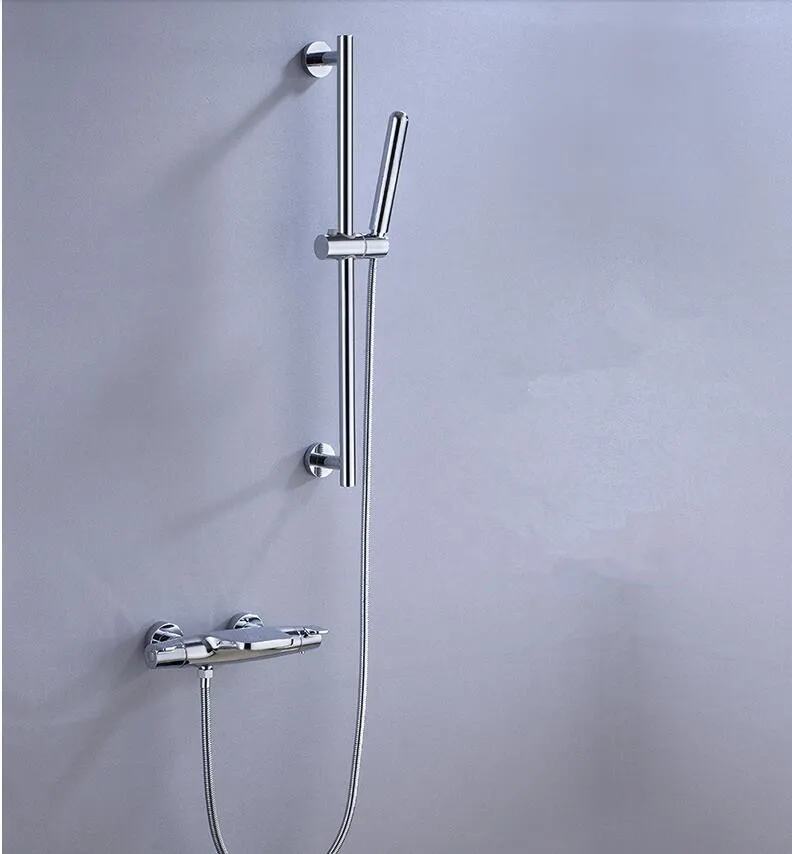 Новое поступление высокое качество ванная комната Твердый латунный кран для ванны набор хромированный термостатический водопад смеситель для душа кран - Цвет: set 2