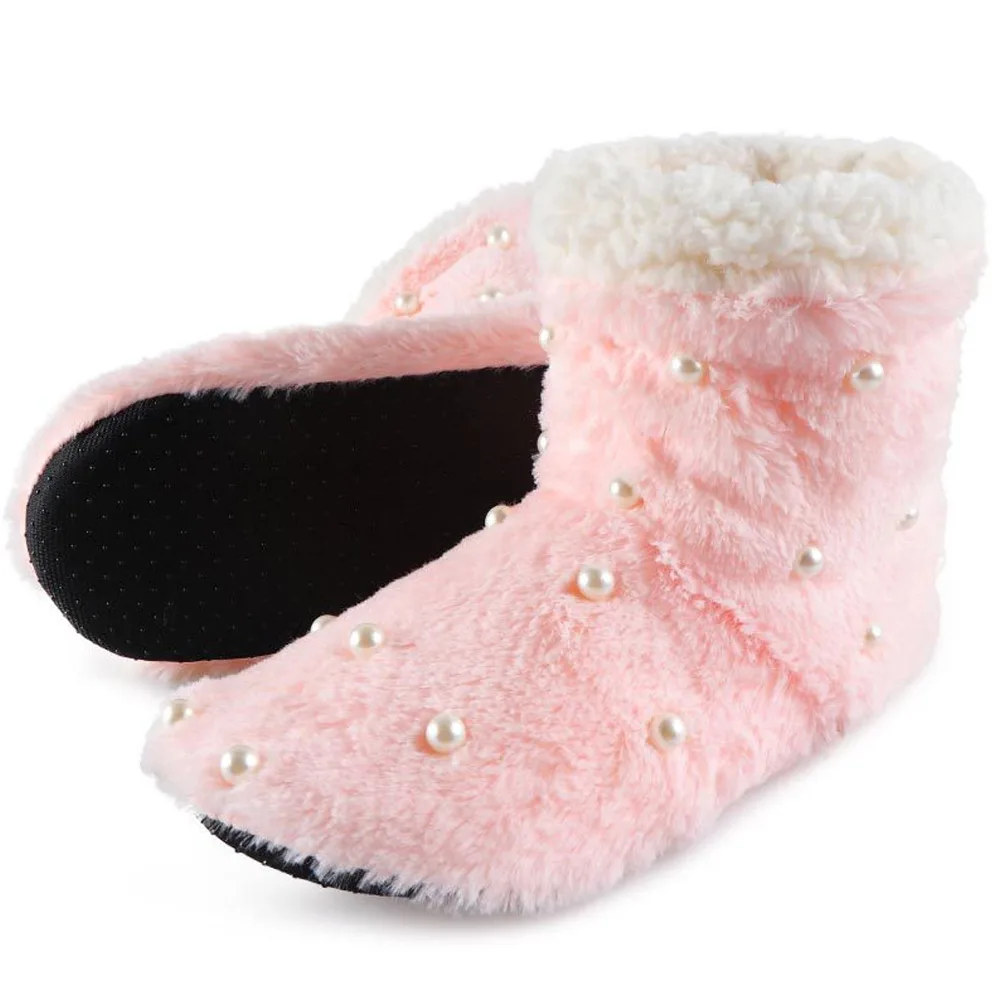 

Hot Selling Women Ladies Slipper Boots Plush Soft Warm Fleece Floor Socks Booties Pearl Floor Shoes LBV