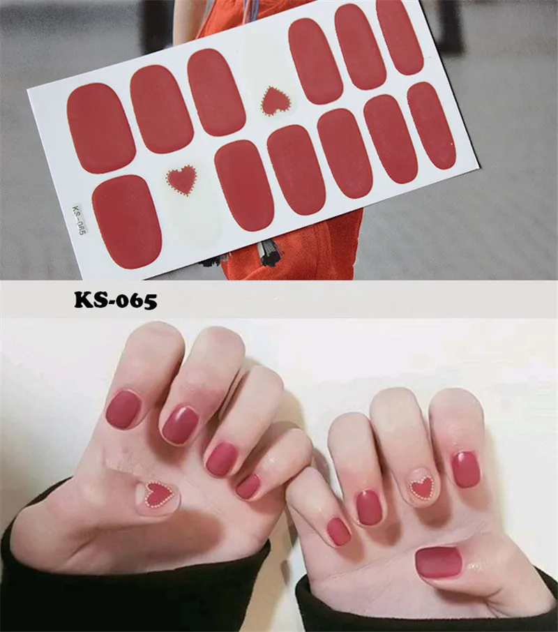 KS065 14 шт./компл. Цвета ногтей Стикеры s DIY Nail Art Наклейки плотная Стикеры s самостоятельно аппарат для крепления на гвоздях и Стикеры Обертывания украшения для Красота - Цвет: KS065