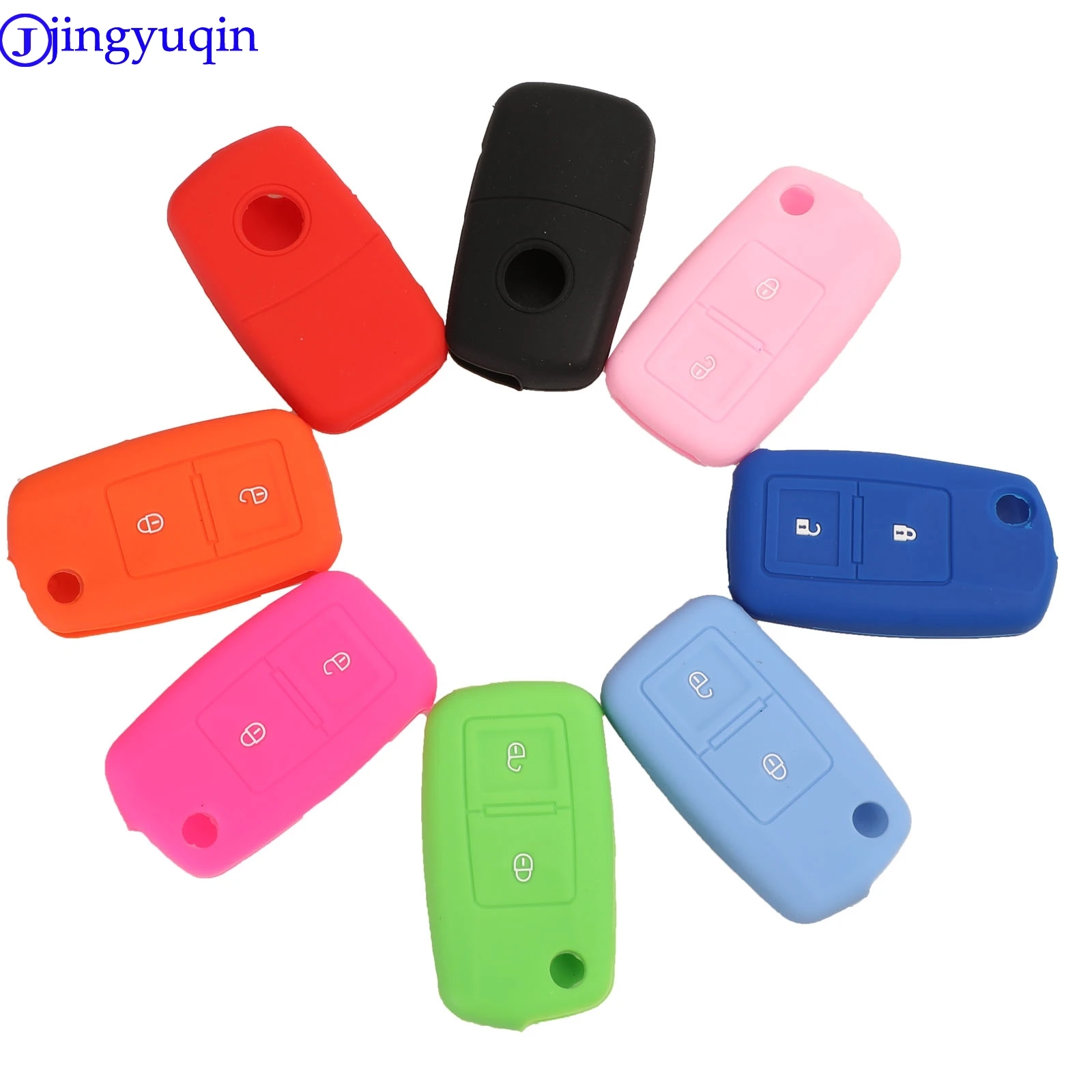 Jingyuqin 2 кнопки силиконовый флип чехол для ключа Vw MK4 Seat Altea Alhambra Ibiza Polo Golf 4 5 6