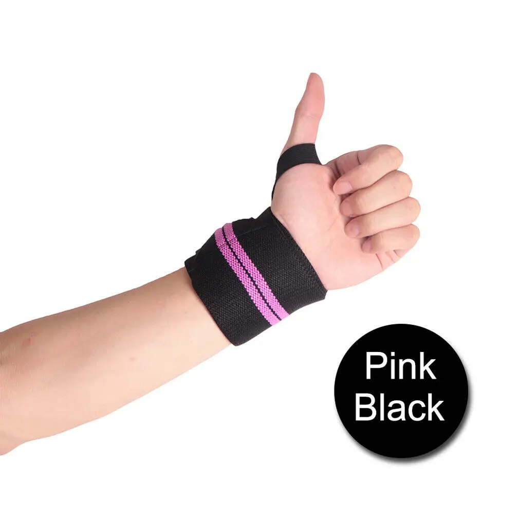 Black pink 1 Пара регулируемых браслетов эластичные бинты для запястья повязки для тяжелой атлетики Powerlifting дышащая поддержка запястья - Цвет: Black pink