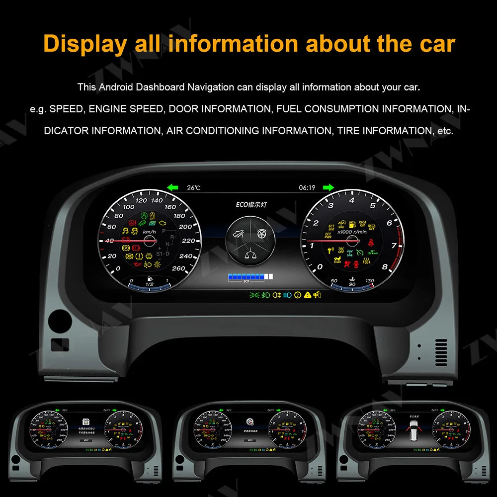 1" ЖК-дисплей Android 7,1 автомобиль приборной панели Дисплей gps Navi для Toyota highlander головное устройство экран