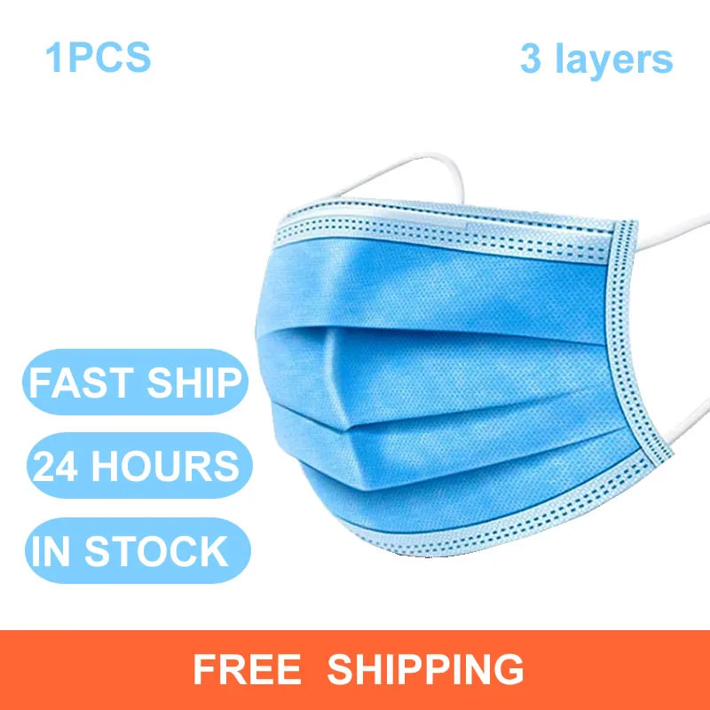 

50Pcs Face Mask Anti-virus Respirator Disposable Mouth Masks 3 Layer Elastic Earloop Masks