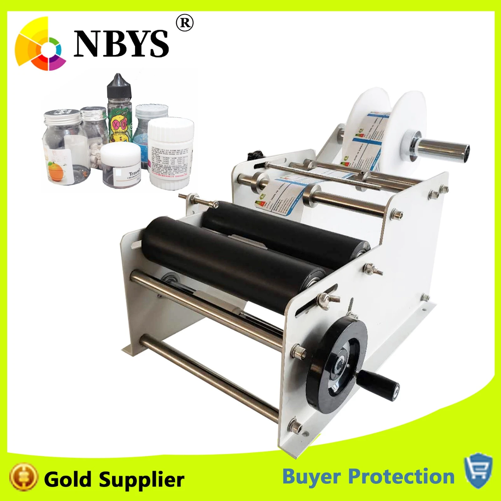Manual Round Bottle Labeling Machine Labeler Sticker Plastic Glass Bottle Labelling Machine Ejuice Cosmetic Bottles Labeller