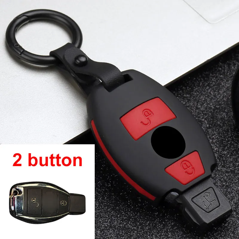 2 Button Black ABS+ силиконовый чехол для ключей от машины крышка для Mercedes Benz A B R G класс GLK GLA W203 W210 W211 W124 W202 W204 W251 W463 W176 аксессуары - Название цвета: 2 Button Black