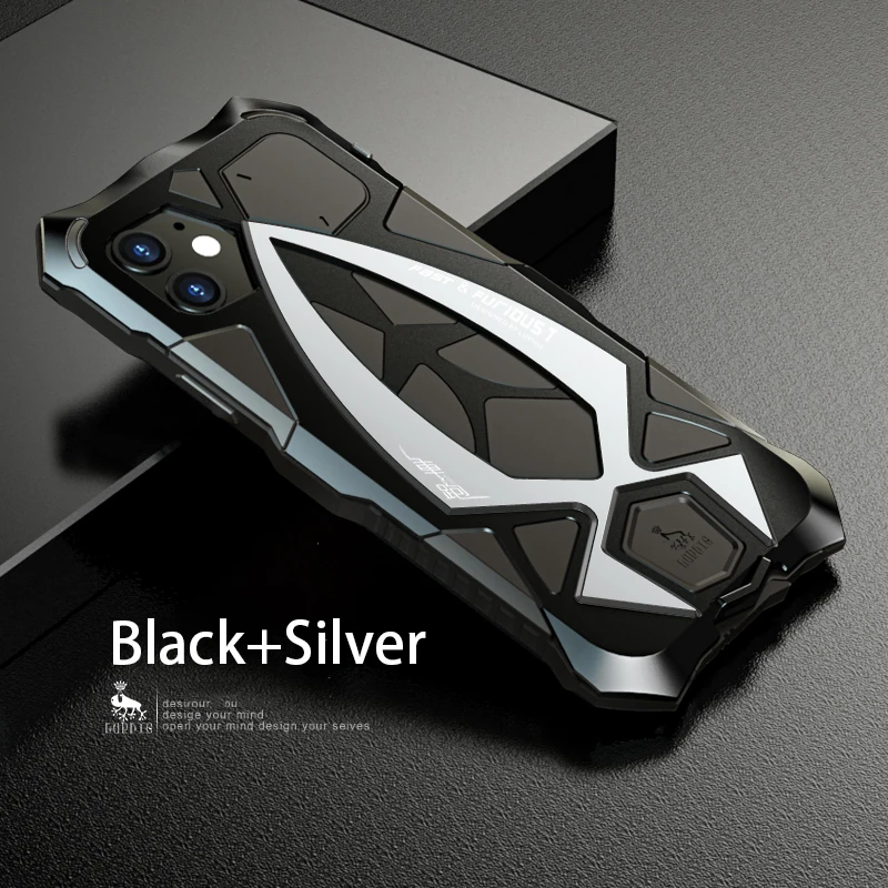 Black Silver Прочный ударопрочный чехол для iPhone 11 Pro Max XS Чехол-Броня металлическая рамка чехол для iPhone 11 Pro XR X XS Max оболочка - Цвет: Black Silver