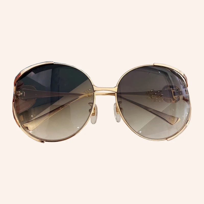 

Retro Round Blue Black Glass Sunglasses Women's Brand Designer Alloy Sun Glasses For Women Mirror Female Oversized Sun Eyeglasse