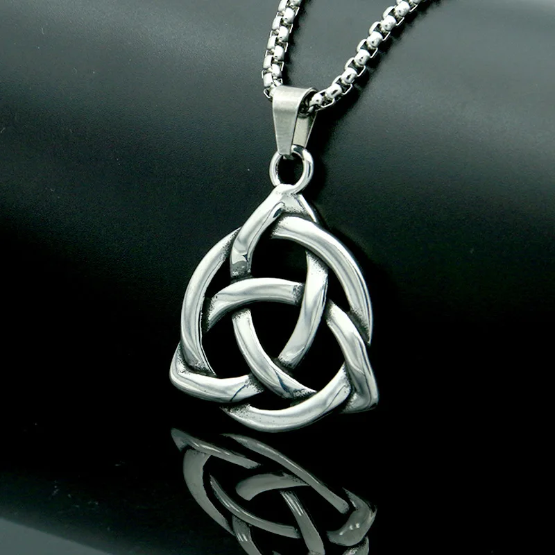 MIQIAO нержавеющая сталь титан кельтический узел искусственная кожа винтажная