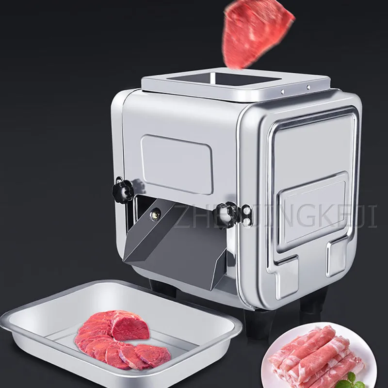 

Stainless Steel Meat Cutter Commercial Electric Desktop Slicer Fully Automatic 220V Shredded Vegetable Cutter Meat Grinder 750W