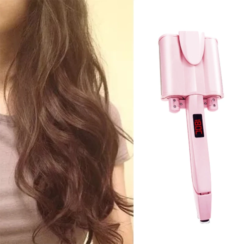 

Eu Plug Professional Hair Curler 32Mm Iron Tourmaline Ceramic Temperature Control Unique Barrel Deep Ripple Hair Styling Tool