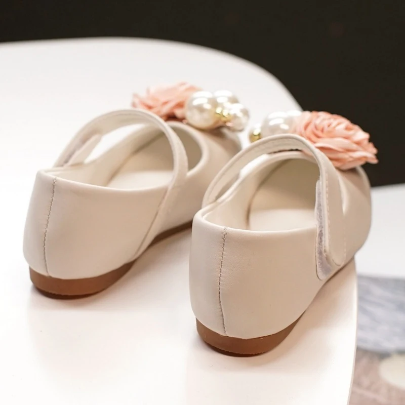 IYEAL Princess Kids Leather Shoes for Girls Flower Children Shoes With Pearl For Party Wedding Big Girls Dress