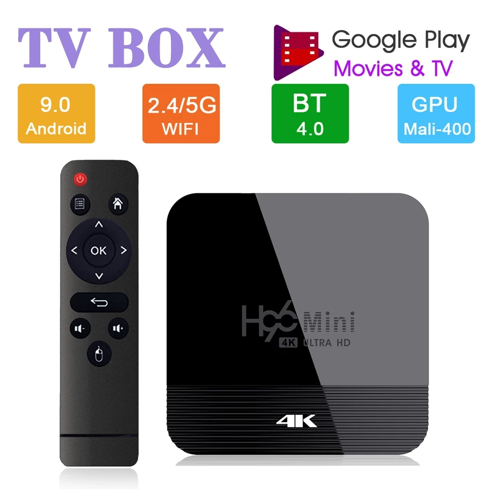 ТВ-приставка H96 Mini H8 Android 9 0 RK3228A 28 нм четырехъядерный 2 4G/5G Wi-Fi BT4.0 4K Google Player Youtube