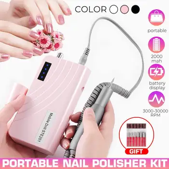 

2020 NEW Rechargeable Nail Drill Machine 24W 30000RPM Manicure Machine Electric Nail File Nail Art Tools Set for Nail Drill Bits