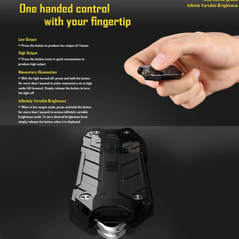 ELEG-NITECORE 45 Люмен Usb Перезаряжаемый мини брелок светодиодный фонарик Edc фонарь