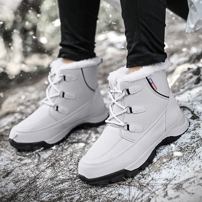 

Women Short Ankle Boots Platform Flat Elastic Waterproof Warm Short Plush Gray Black Women Snow Boots 1622