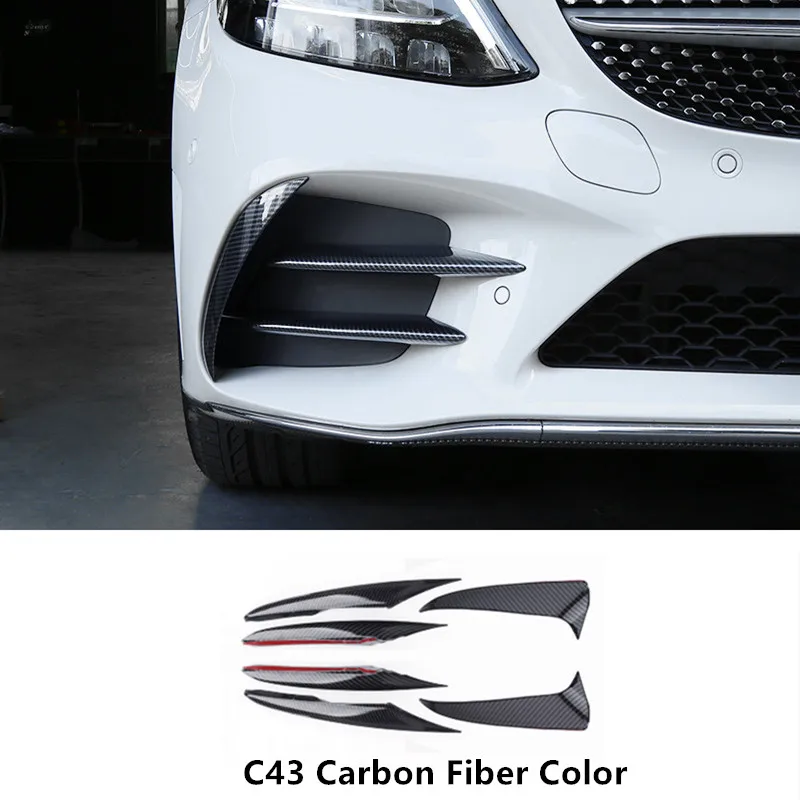 Автомобильный Стайлинг передний бампер накладка на Противотуманные фары планки спойлер лоскут декоративное крыло отделка 6 шт. для Mercedes Benz C Class W205 - Название цвета: C43