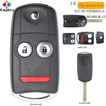 

KEYECU 2 Pieces Folding Remote Car Key With 3 Buttons 313.8MHz ID46 Chip - FOB for Acura ZDX TL MDX RDX, MLBHLIK-1T/ N5F0602A1A