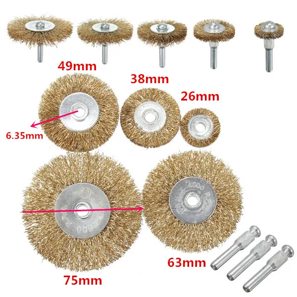 10 шт./компл. 22 мм Проволока из нержавеющей стали колеса кисть, дремель для вращающихся инструментов для мини-дрели Dremel полировки Dremel аксессуары - Цвет: 8pcs wheel brushes