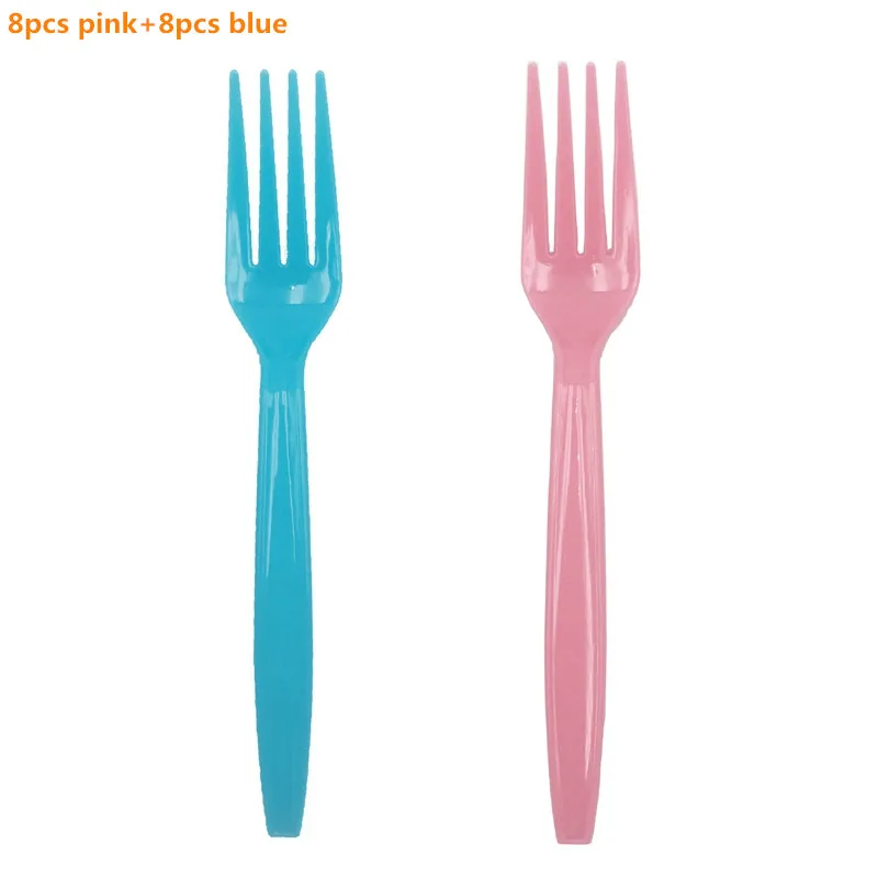 Fork 1 комплект пол раскрывает партии девочка или мальчик одноразовая посуда детский душ Девочки Мальчики тарелка чашки день рождения принадлежности для украшения стола - Цвет: Fork