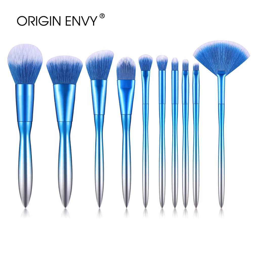 

ORIGIN ENVY 10Pcs Makeup Brush Set Electroplating Gradient Handle Blush Brush Eye Shadow Brush Full Set Of Beauty Tools