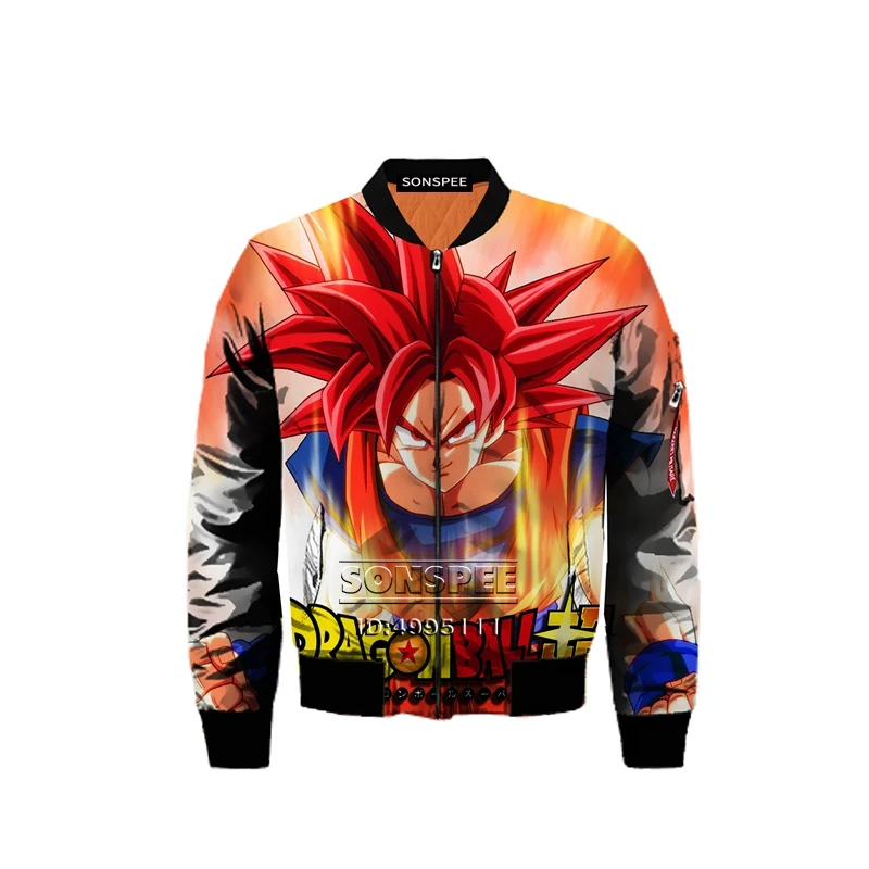 SONSPEE Dragon Ball Супер Saiyan 3D принт для мужчин и женщин Зимняя Толстая крутая куртка-бомбер летная куртка с длинным рукавом негабаритных топов