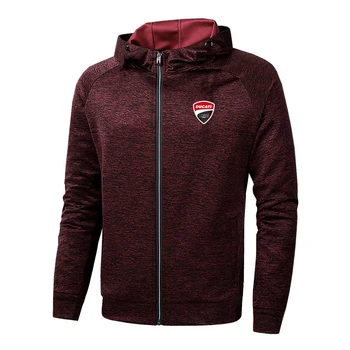 

Popular Solid Color Men Ducati LOGO Hoodie Autumn Winter Male England Style Zipper Warm Brand Muscle Wild Tops Fast delivery