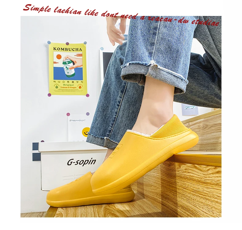 Men's Home Clogs 2021 New Winter Comfortable Slippers Plush Lining Shoes Soft Woman House Warm Clogs High Quality waterproof