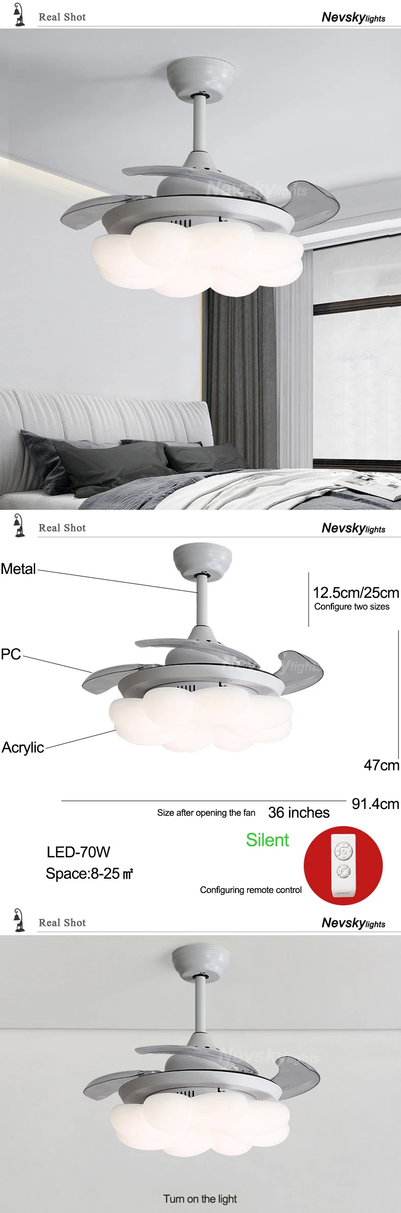 Mega Discount C35b Modern Ceiling Fan Lamp Macaron Led For
