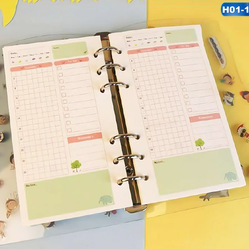 

1pcs Korean Stationery A5/A6 Standard 6-hole Loose-leaf Book Inner Core Hand Book Refills Color Replace Inner Pages