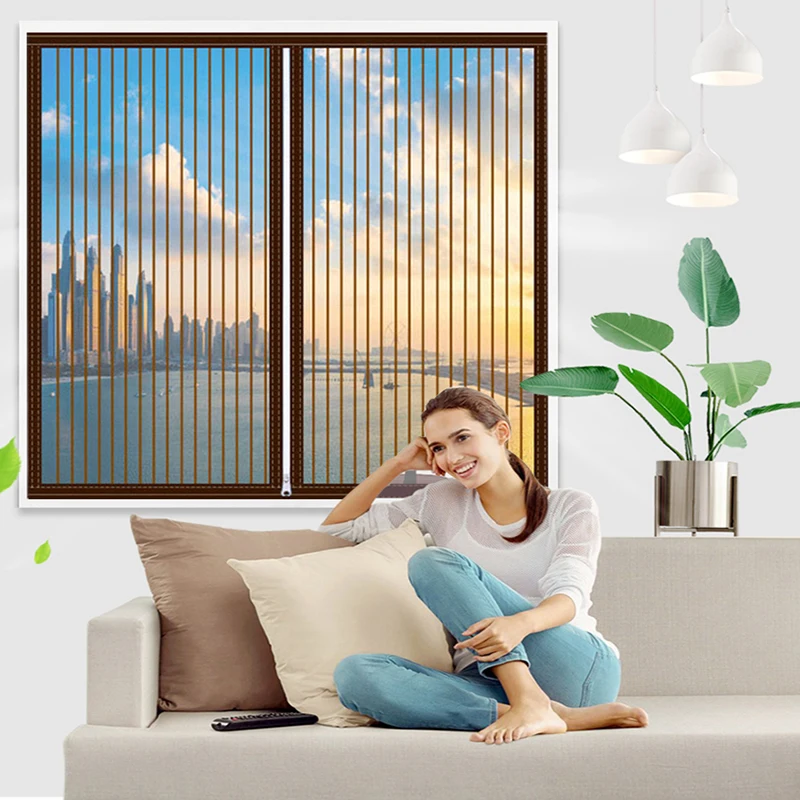Zipper opening Insect Window Screen Mosquito Net Indoor Fly-proof Curtain Mesh Summer Invisible Mosquito-proof Net Customizable