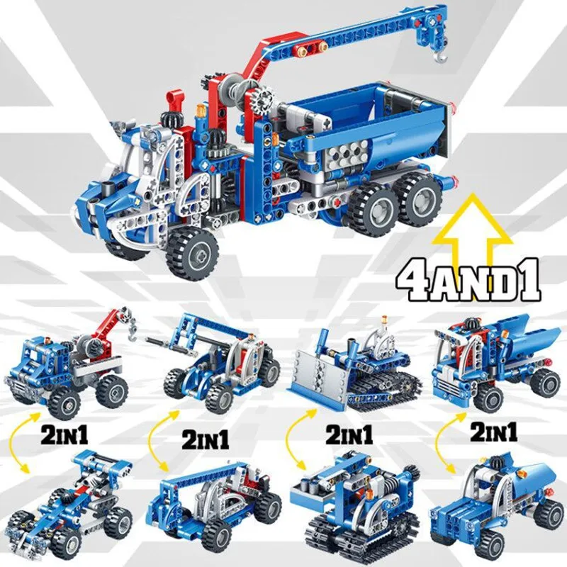 

4 In 1 The Two Variable Engineering Vehicle Compatible Legoings Assembled Model Building Blocks Toys Kit DIY Toys For Children