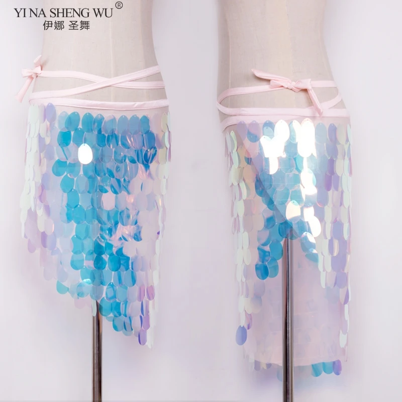 

Lady Belly Dance Costume Short Hip Scarf Skirt Women Mermaid Sequin Bellydance Hip Scarf Wrap Belt Sequin Fish Scale Dancewear