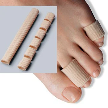 

Khaki Fabric+Gel Tube Cushion Corns and Calluses Feet Care insoles Toe Protector Hallux Valgus Orthopedics Bunion Guard #1227
