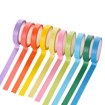

10rolls/set DIY Tape Cute Rainbow Candy Color Solid Color Paper Masking Tape Easy Tear Stickers Notebook Decoration Supplies