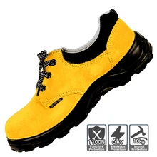 Мужская дышащая защитная обувь, сумка, сапоги со стальным носком, рабочая, нескользящая, высокая температура, прокол, кожа, резиновое колесо, подошва