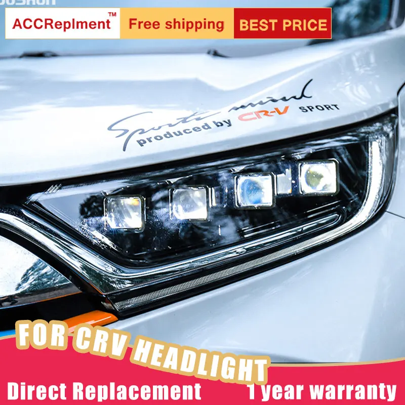 2Pcs LED Headlights For Honda CR-V- ALL LED car lights Angel eyes Full LED Fog lights LED Daytime Running Lights