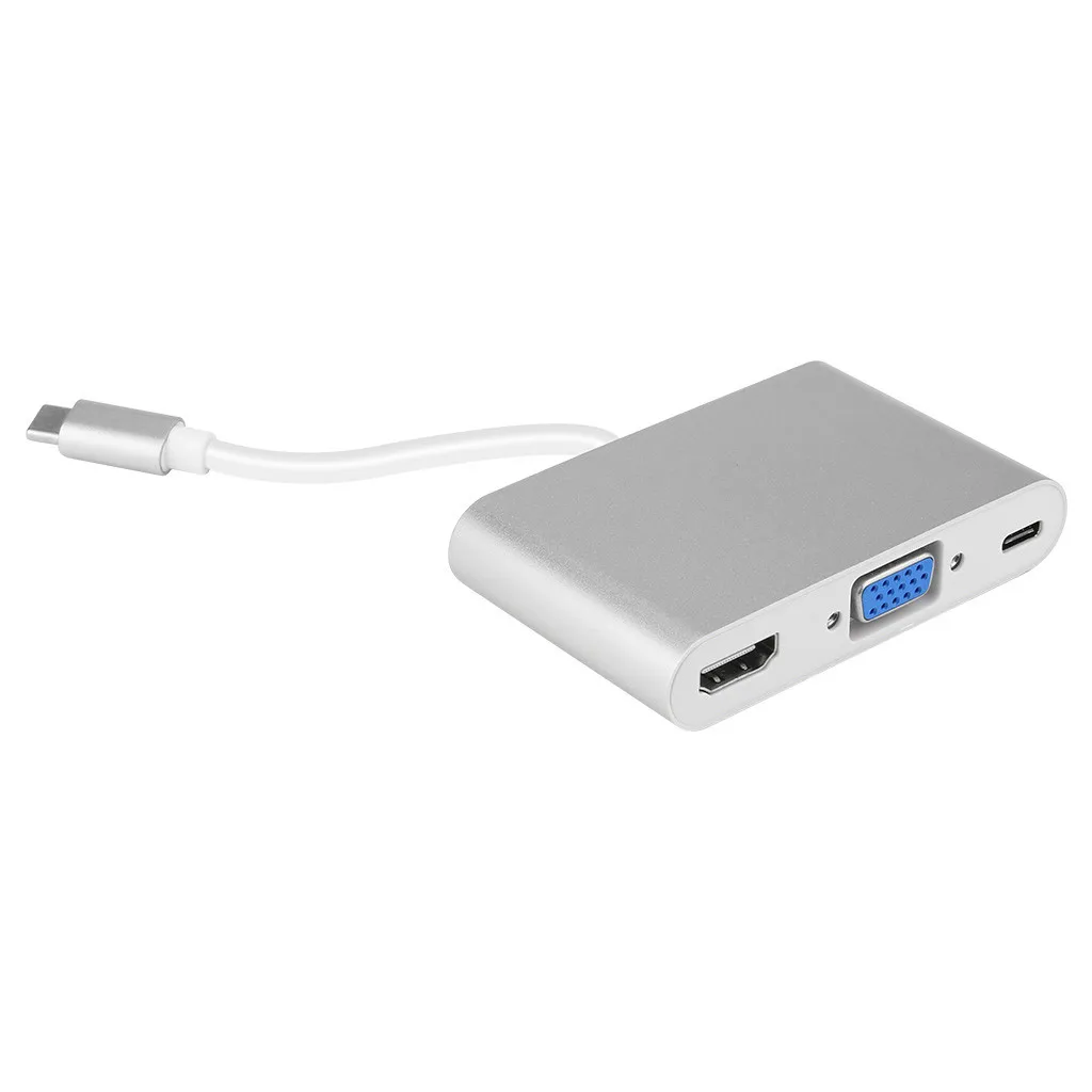 USB C к HDMI VGA USB 3,0 type C аудиоконцентратор адаптер 5 в 1 мульти порт конвертер для Macbook Pro концентратор адаптер с адаптером питания