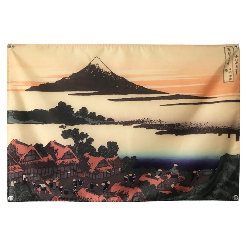 Mount Fuji Japanese Ukiyo-e Tattoo Banners Tapestry Vintage Poster Bar Cafe Home Decor Hanging Flag 4 Gromments in Corners | Дом и сад