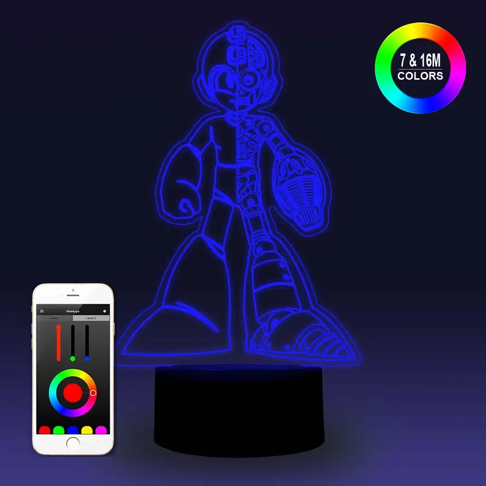 

NiteApps 3D Rockman Night Light Desk Table Illusion Decoration Lamp Holiday Birthday Gift APP/Touch Control