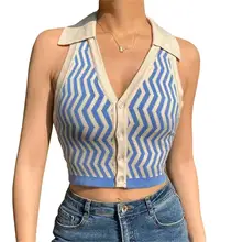  Vintage Plaid Sweater Vest Ladies Female Women V-neck Sleeveless Tank College Style Knitting Pullovers Tops for Daily 