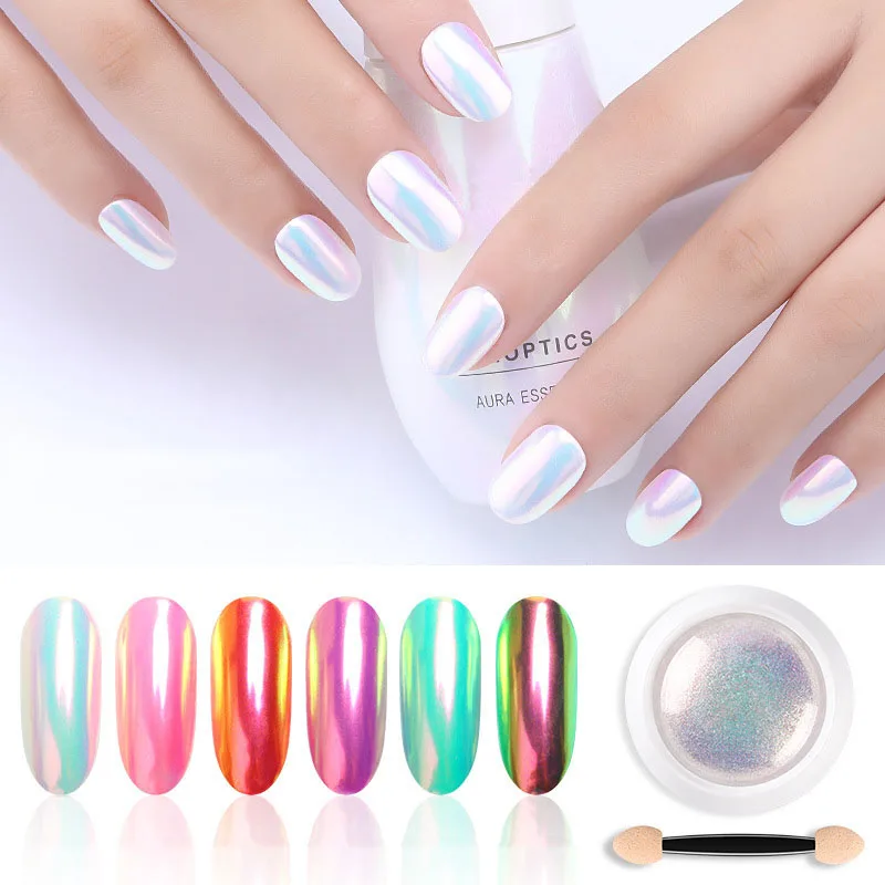 Iridescent Nail Powder Chrome Iridescent Mirror Glitter Nail Art