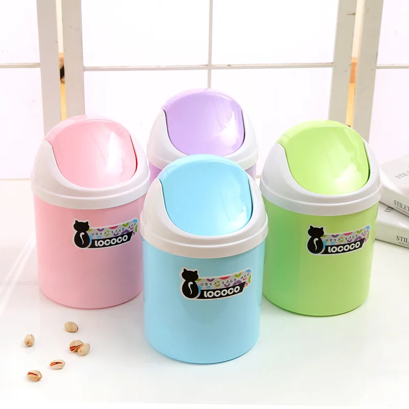 

Rococo Creative Desktop Trash Bin Mini Desktop Small Trashbin Customizable Plastic Rolling Cover Car Mounted Dust Basket
