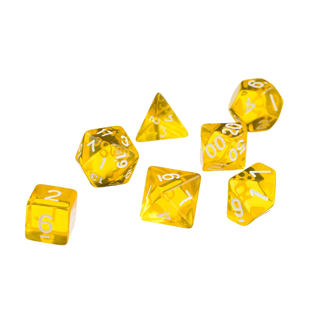 7 шт. желтый D4 D6 D8 D10 D12 D20 Набор кубиков для игры в Подземелья и Драконы