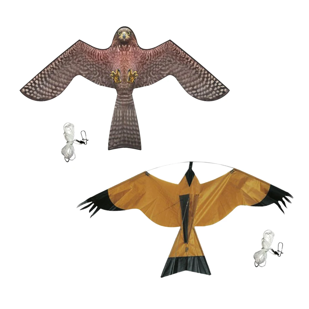 2Pcs Bird Scarer Repeller Flying Hawk Kite Kit for Garden Scarecrow Yard House Decoration