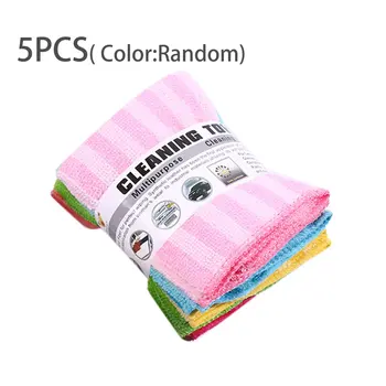 

High Efficient Anti-grease Color Dish Cloth Ultrafine Fiber Washing Towel Magic Kitchen Cleaning Wiping Rags 5pcs/lot