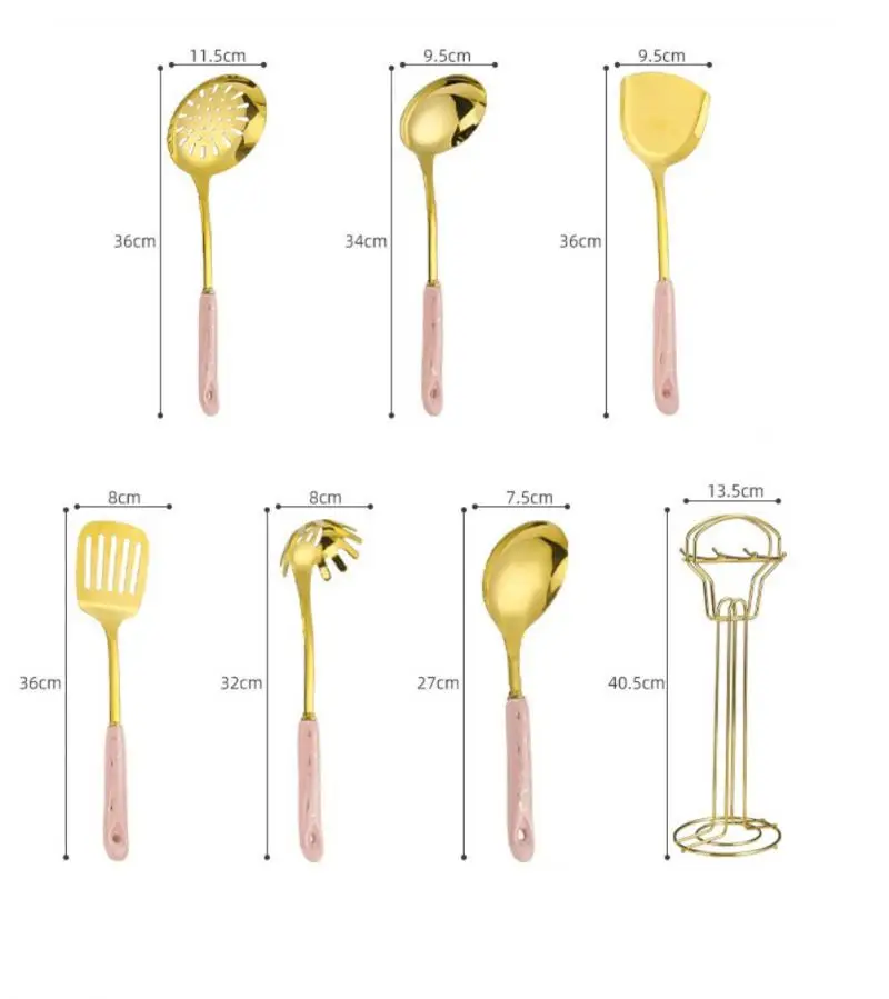 Nordic Design Golden Base Cooking Utensils Set With Golden Stylish Stand 20 Nordic Design Golden Base Cooking Utensils Set With Golden Stylish Stand