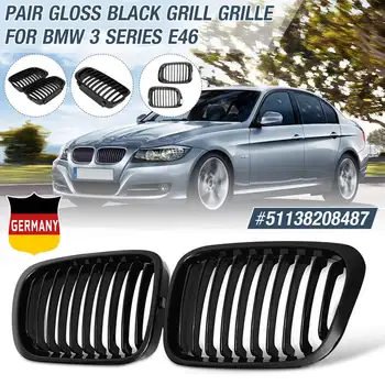 

Pair Gloss Black Car Front Kidney Grill Grilles For BMW E46 3 Series 323i 325Xi 325Xi 328i 330i 4 Door Sedan 1999 2000 2001