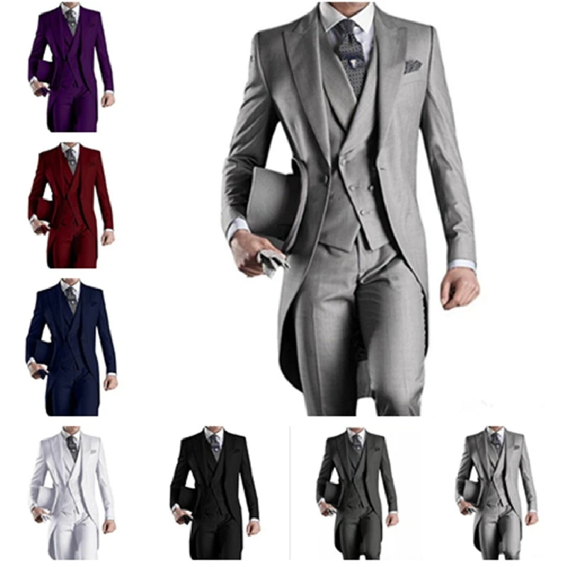 燕尾服結婚式のスーツ新郎タキシード花婿の付添人ピークラペルアゲハチョウ男性のビジネスブレザー ジャケット パンツ ベスト オーダーメイドスーツ Aliexpress