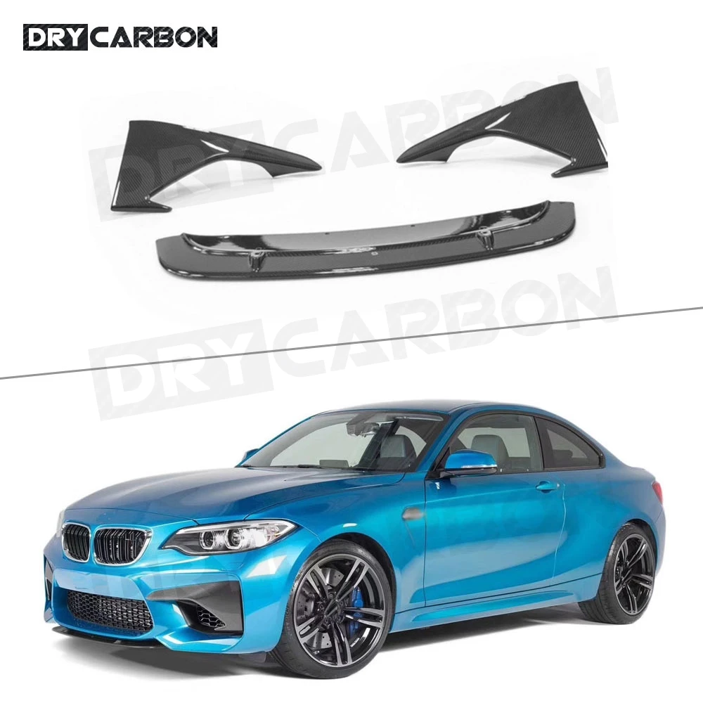 Carbon Fiber Front Bumper Lip Spoiler For BMW 2 Series F87 M2 2016 - 2018 Head Bumper FogLamp Eyelids Trim Covers